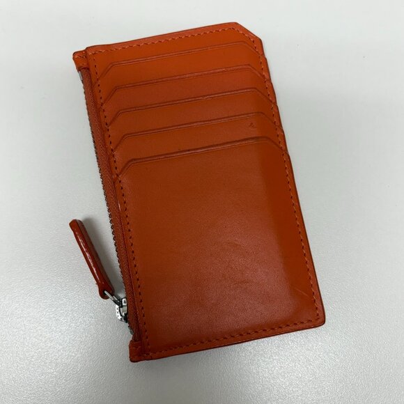 Royce New York Zippered Credit Card Wallet - Orange Leather - Picture 2 of 5